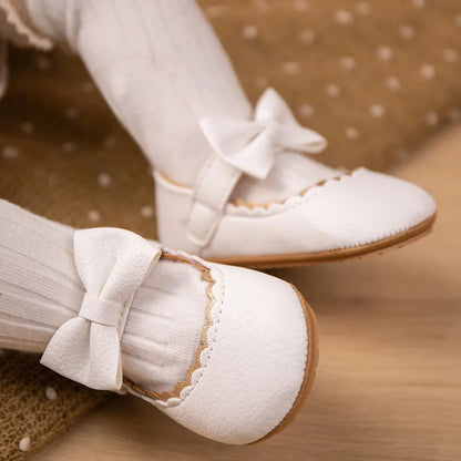 chaussure bebe fille a noeud papillon bebe blanc