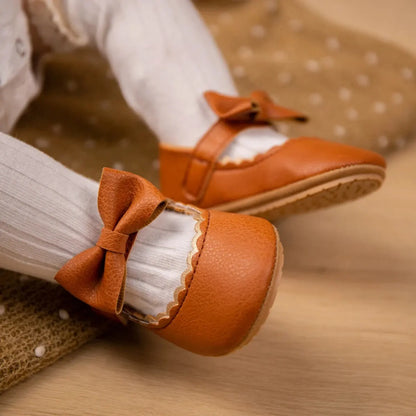 chaussure bebe fille a noeud papillon bebe brun