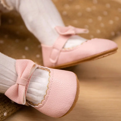 chaussure bebe fille a noeud papillon bebe  rose