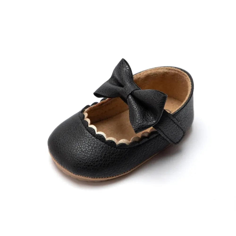 chaussure bebe fille a noeud papillon noir