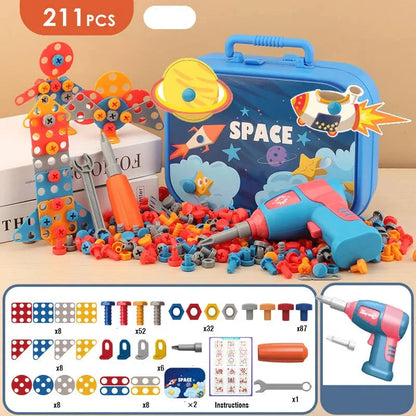 jeux-de-construction-de-mallette-de-bricolage-bleu-211-pieces