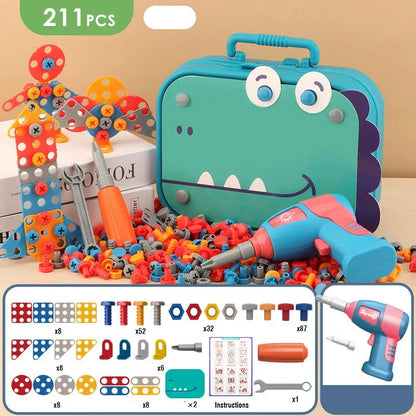 jeux-de-construction-de-mallette-de-bricolage-vert-211-pieces