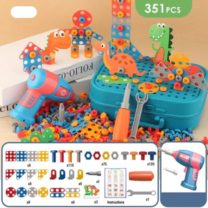 jeux-de-construction-de-mallette-de-bricolage-vert-351-pieces