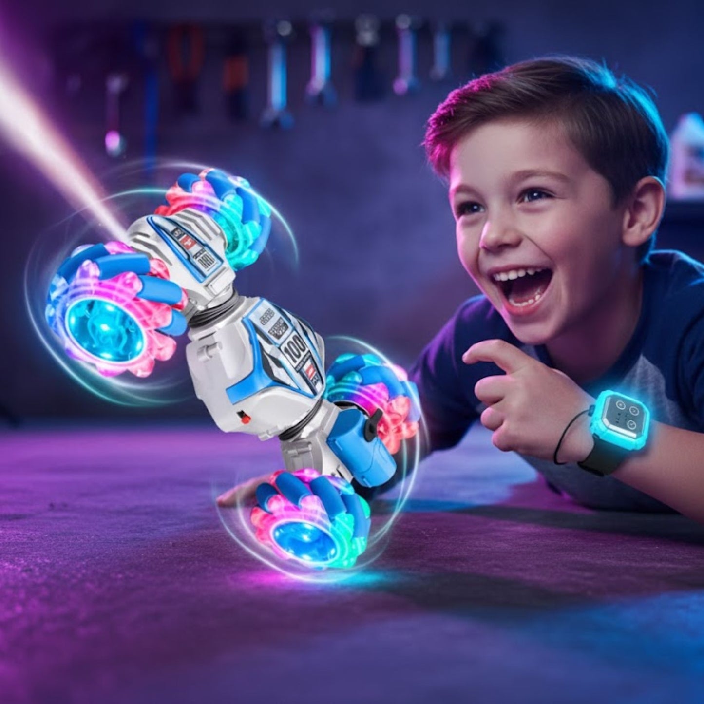 voiture télécommandée 4WD à spray lumineux – SpinJet