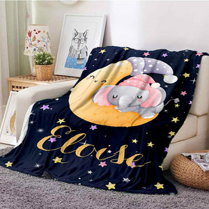 Couverture Bébé Personnalisée Avec Prénom - Flanelle Douce - Cadeau Naissance, Baptême - Tailles 70x100 Cm à 180x200 Cm