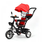 Tricycle Évolutif à Pare Soleil avec Poignée de Poussée Réglable Rouge - Mon Adorable Bébé